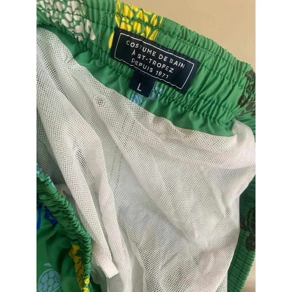 Vilebrequin Ronde des Tortues Multicolor Turtle Indies Swim Trunks Size L Green